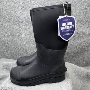 Hisea Boots Mens Size 13 Black Neoprene Waterproof Rubber Rain Work Outdoor